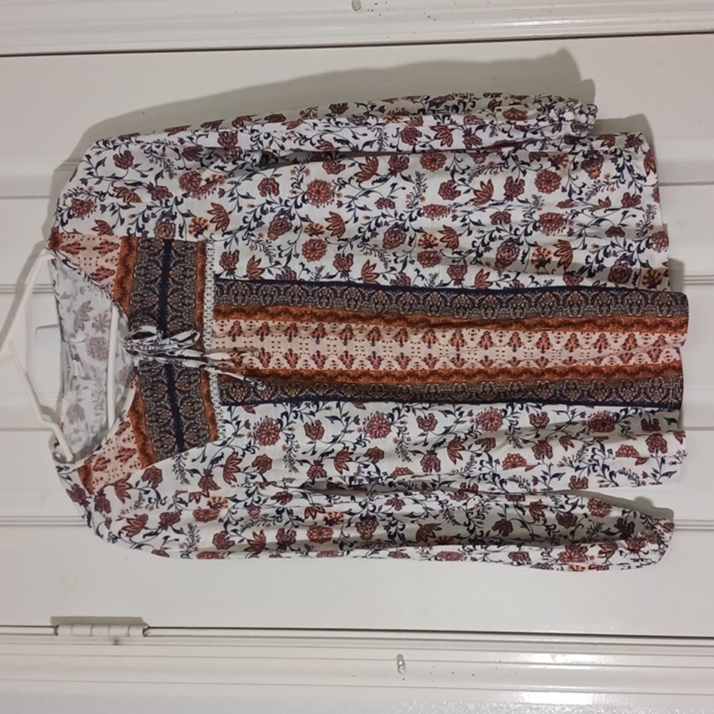Vintage X America Floral Top With Straps & Embroidered Detail